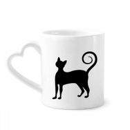 Dıythinker 340 ml Kalp Saplı Siyah Kedi Miyav Zarif Hayvan Silüeti Kahve Kupaları Seramik Kupa