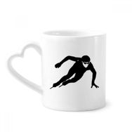Dıythinker 340 ml Kalp Saplı Siyah Paten Kış Spor Silüeti Kahve Kupaları Seramik Kupa