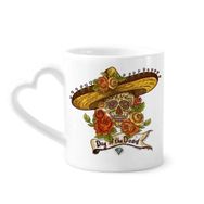 Dıythinker 340 ml Kalp Saplı Sombrero Suger Skull Meksika Ölüler Günü Kahve Kupaları Seramik Kupa