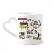 Dıythinker 340 ml Kalp Saplı Sonbahar Eyfel Paris Fransa Grafiti Kahve Kupaları Seramik Kupa
