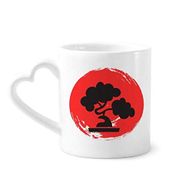 Dıythinker 340 ml Kalp Saplı Soyut Fırça Japonya Desenli Kahve Kupaları Seramik Kupa
