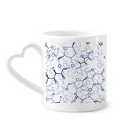 Dıythinker 340 ml Kalp Saplı Soyut Mavi Kimyasal Moleküler Yapılı Kahve Kupaları Seramik Kupa