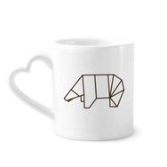 Dıythinker 340 ml Kalp Saplı Soyut Origami Ayısı Geometrik Şekilli Kahve Kupaları Seramik Kupa