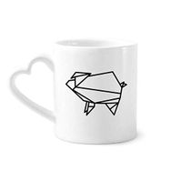 Dıythinker 340 ml Kalp Saplı Soyut Origami Domuz Geometrik Şekilli Kahve Kupaları Seramik Kupa