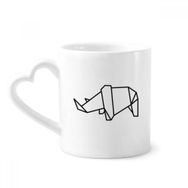 Dıythinker 340 ml Kalp Saplı Soyut Origami Gergedan Geometrik Şekilli Kahve Kupaları Seramik Kupa