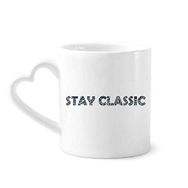 Dıythinker 340 ml Kalp Saplı Sözü Stay Klasik Kahve Kupaları Seramik Kupa