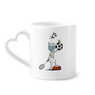 Dıythinker 340 ml Kalp Saplı Spor Mumya Horus Futbol Topları Kahve Kupaları Seramik Kupa