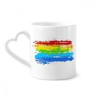 Dıythinker 340 ml Kalp Saplı Stipppling Gökkuşağı Eşcinsel Lgbt Kahve Kupaları Seramik Kupa
