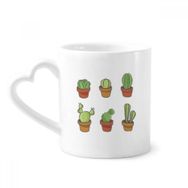Dıythinker 340 ml Kalp Saplı Succulents Kaktüs Saksısı Bitki İllüstrasyon Desen Kahve Kupaları Seramik Kupa