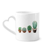 Dıythinker 340 ml Kalp Saplı Succulents Kaktüs Saksısı Bitki İllüstrasyonu Kahve Kupaları Seramik Kupa