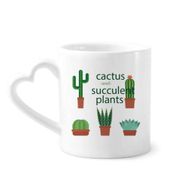 Dıythinker 340 ml Kalp Saplı Succulents Saksı Bitki Kaktüs İllüstrasyonu Kahve Kupaları Seramik Kupa