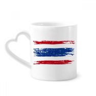Dıythinker 340 ml Kalp Saplı Suluboya Çizim Tayland Bayrağı İllüstrasyon Kahve Kupaları Seramik Kupa