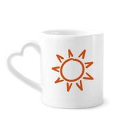 Dıythinker 340 ml Kalp Saplı Sunshine Güneş El Boyama Turuncu Kahve Kupaları Seramik Kupa