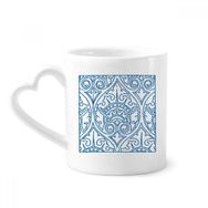 Dıythinker 340 ml Kalp Saplı Talavera Dekoratif İlustrasyon Desenli Kahve Kupaları Seramik Kupa