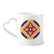 Dıythinker 340 ml Kalp Saplı Talavera Tarzı Dekoratif Desenli Kahve Kupaları Seramik Kupa