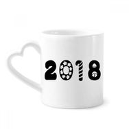 Dıythinker 340 ml Kalp Saplı Tatil Fontu 2018 Happy New Year Kahve Kupaları Seramik Kupa