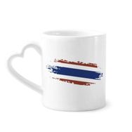 Dıythinker 340 ml Kalp Saplı Tay Bangkok Tayland Bayrağı Sanat İllüstrasyon Kahve Kupaları Seramik Kupa