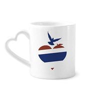 Dıythinker 340 ml Kalp Saplı Tayland I Love Tayland Kalp Martı Kahve Kupaları Seramik Kupa