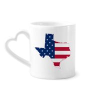 Dıythinker 340 ml Kalp Saplı Texas Abd Haritası Yıldızlar Çizgili Bayrak Şekilli Kahve Kupaları Seramik Kupa