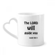 Dıythinker 340 ml Kalp Saplı The Lord Will Guide You Christian Kahve Kupaları Seramik Kupa