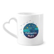 Dıythinker 340 ml Kalp Saplı The Sky Of Halloween Gece Kahve Kupaları Çömlekçilik Seramik Kupa
