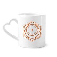 Dıythinker 340 ml Kalp Saplı Totem Desenli Daire Sembollü Çiçek Kahve Kupaları Seramik Kupa