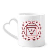 Dıythinker 340 ml Kalp Saplı Totem Desenli Geometri Çiçek Kahve Kupaları Seramik Kupa