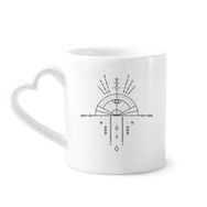 Dıythinker 340 ml Kalp Saplı Totem Desenli Geometri Fan Uzaylı Kahve Kupaları Seramik Kupa