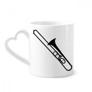 Dıythinker 340 ml Kalp Saplı Trombon Klasik Müzik Enstrüman Desenli Kahve Kupaları Seramik Kupa