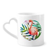 Dıythinker 340 ml Kalp Saplı Tropikal Bitkiler Flamingo Çiçekler Kahve Kupaları Seramik Kupa