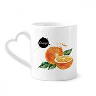 Dıythinker 340 ml Kalp Saplı Turuncu Meyve Lezzetli Sağlıklı Suluboya Kahve Kupaları Seramik Kupa