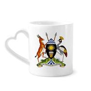 Dıythinker 340 ml Kalp Saplı Uganda Afrika Ulusal Amblemi Kahve Kupaları Seramik Kupa
