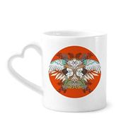 Dıythinker 340 ml Kalp Saplı Ukiyo E Kanat Çiçek Ağaç Japon Kahve Kupaları Seramik Kupa