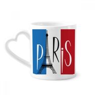 Dıythinker 340 ml Kalp Saplı Ulusal Bayrağı Fransa Eyfel Kulesi Paris Kahve Kupaları Seramik Kupa
