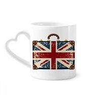 Dıythinker 340 ml Kalp Saplı Union Jack Retro Valiz İngiltere Bayrağı Kültür Kahve Kupaları Seramik Kupa