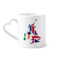 Dıythinker 340 ml Kalp Saplı Union Jack Uk Britanya İrlanda Haritası Ülke Kahve Kupaları Seramik Kupa