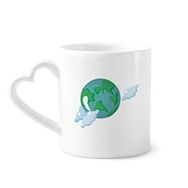 Dıythinker 340 ml Kalp Saplı Universe And Alien Earth Kahve Kupaları Seramik Kupa