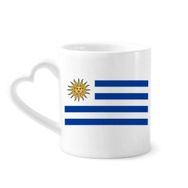 Dıythinker 340 ml Kalp Saplı Uruguay Ulusal Bayrağı Güney Amerika Ülke Kahve Kupaları Seramik Kupa