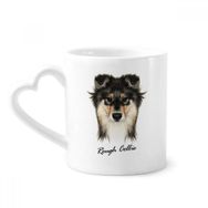 Dıythinker 340 ml Kalp Saplı Uzun Saçlı Kaba Collie Evcil Hayvan Hayvan Kahve Kupaları Seramik Kupa