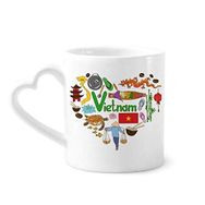 Dıythinker 340 ml Kalp Saplı Vietnam Love Heart Landscap Ulusal Bayrak Kahve Kupaları Seramik Kupa