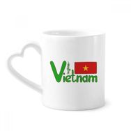 Dıythinker 340 ml Kalp Saplı Vietnam Ulusal Bayrağı Kırmızı Yeşil Desenli Kahve Kupaları Seramik Kupa