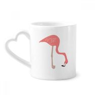 Dıythinker 340 ml Kalp Saplı Waiting Flamingo Desenli Kahve Kupaları Seramik Kupa