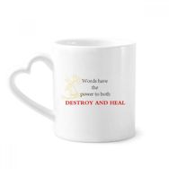 Dıythinker 340 ml Kalp Saplı Words Have Power To Heal Buddha Alıntı Kahve Kupaları Seramik Kupa