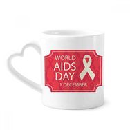 Dıythinker 340 ml Kalp Saplı World Aıds Day Kırmızı Kurdele Hıv Kahve Kupaları Seramik Kupa
