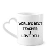 Dıythinker 340 ml Kalp Saplı World Best Deskmate I Love You Alıntı Kahve Kupaları Seramik Kupa