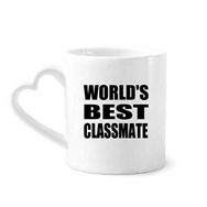 Dıythinker 340 ml Kalp Saplı World's Best Classmate Mezuniyet Sezonu Kahve Kupaları Seramik Kupa
