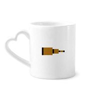 Dıythinker 340 ml Kalp Saplı Yaz Yelken Kahverengi Fort Pixel Kahve Kupaları Seramik Kupa