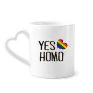 Dıythinker 340 ml Kalp Saplı Yes Homo Lgbt Gökkuşağı Aşk Kahve Kupaları Seramik Kupa