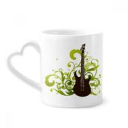 Dıythinker 340 ml Kalp Saplı Yeşil Gitar Müzik Taze Desenli Kahve Kupaları Seramik Kupa
