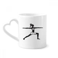 Dıythinker 340 ml Kalp Saplı Yoga Girl Keep Healthy Sports Silüet Kahve Kupaları Seramik Kupa
